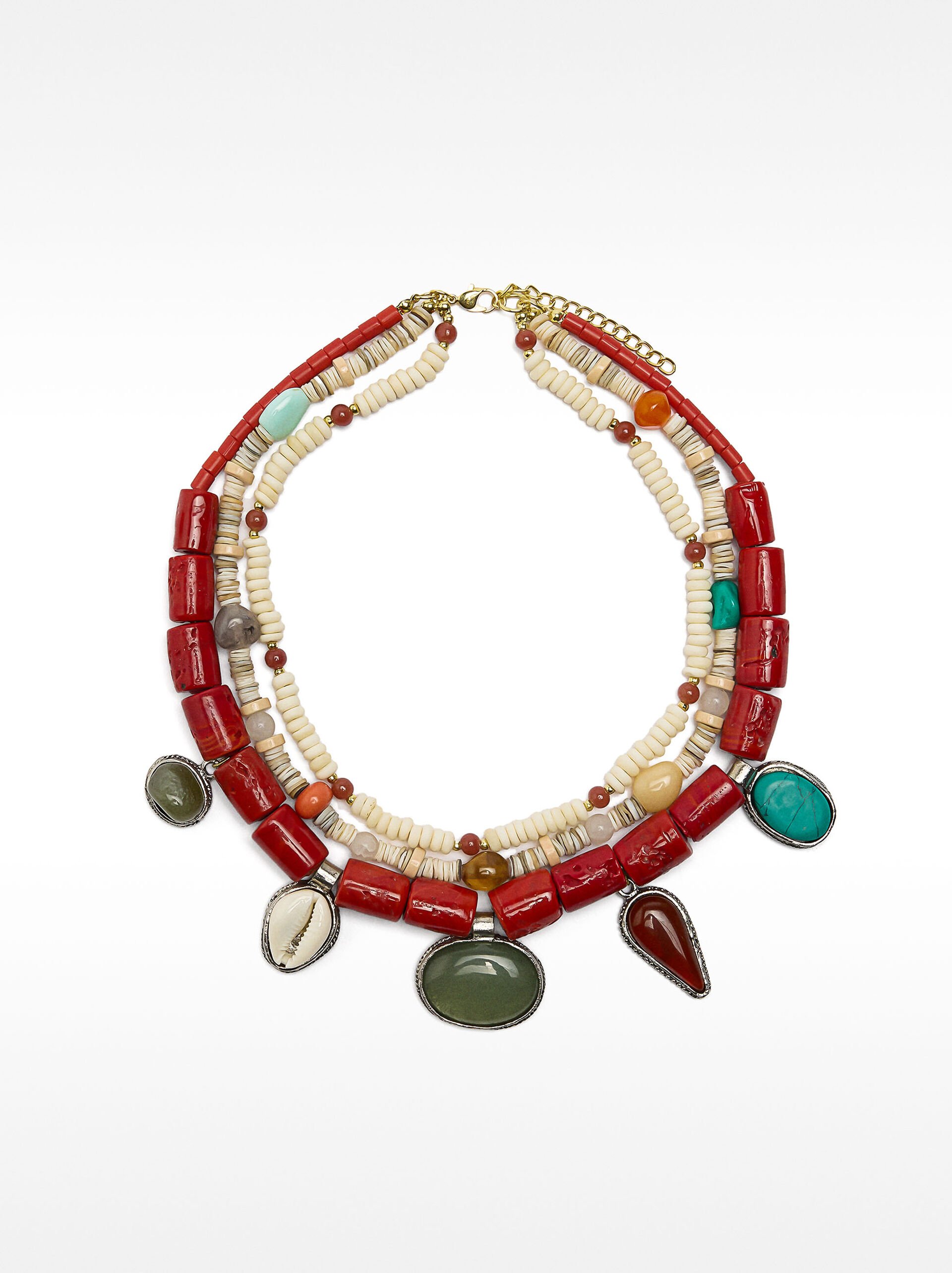Collier triple avec perles en verre image number 0.0