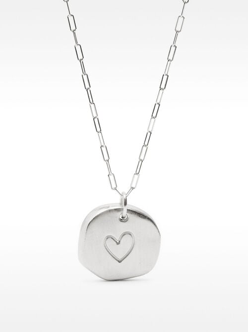 Collana in maglie con medaglia cuore - argento sterling 925