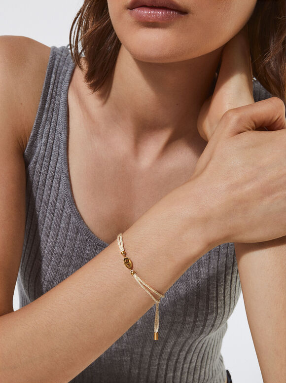 Adjustable Gold-Plated Steel Bracelet, Golden, hi-res