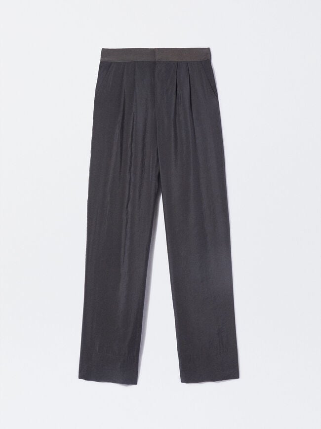 Online Exclusive - Straight Trousers With Pleats image number 0.0