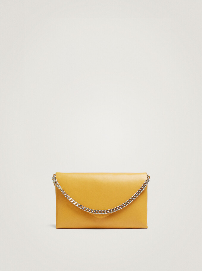 Party Handbag With Chain Handle, Mustard, hi-res