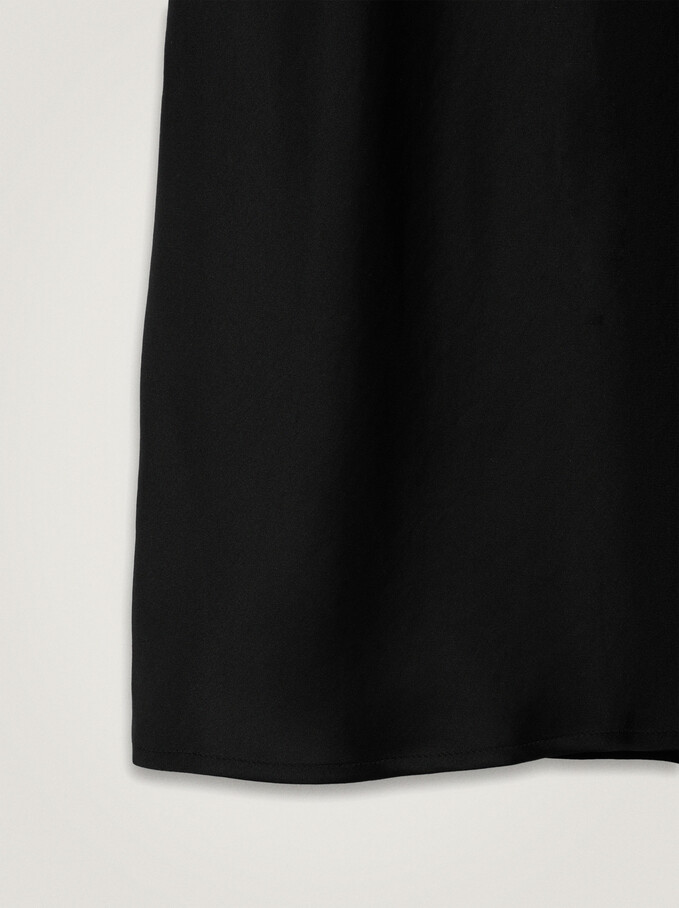 Long Satin Skirt, Black, hi-res
