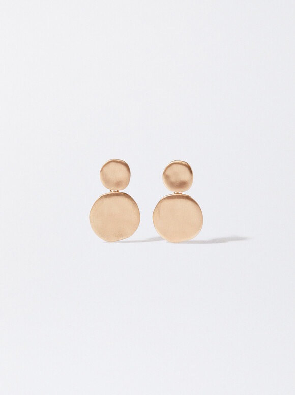 Matte Effect Earrings, Golden, hi-res