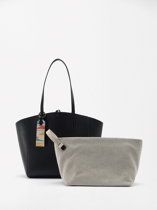 Reversible Shopper Bag, Black, hi-res