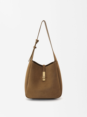 Leather Shoulder Bag, Camel, hi-res