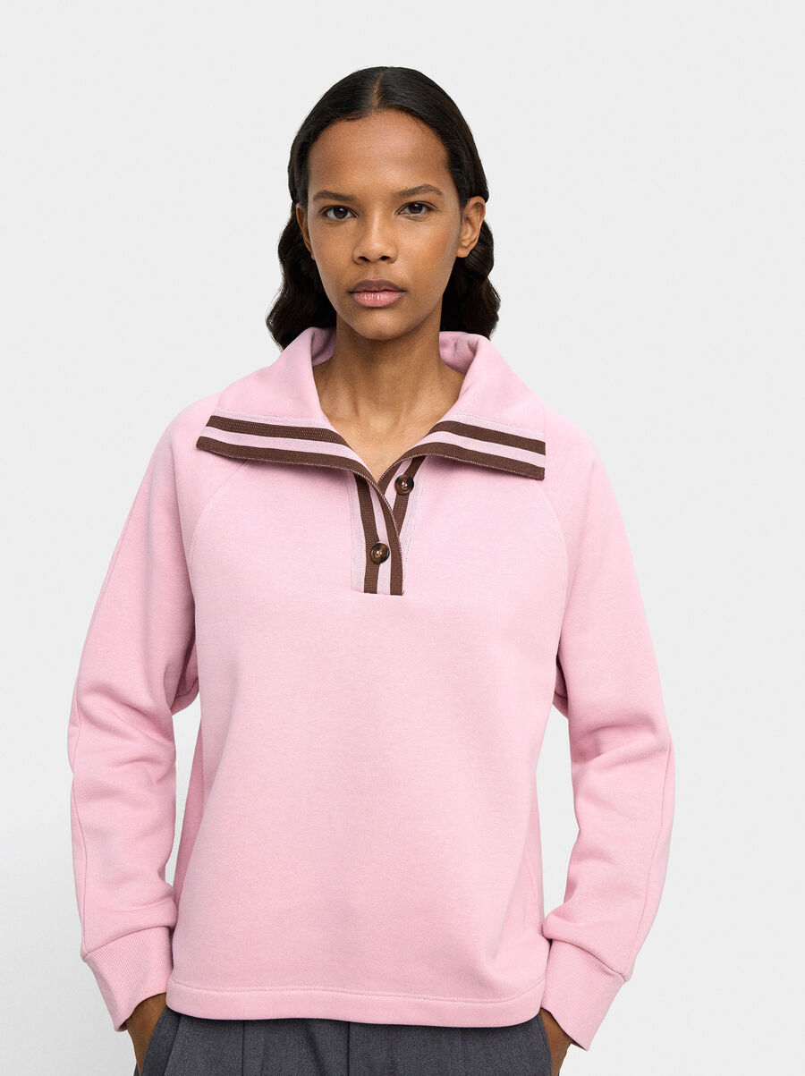 Sweatshirt with polo collar and stripes