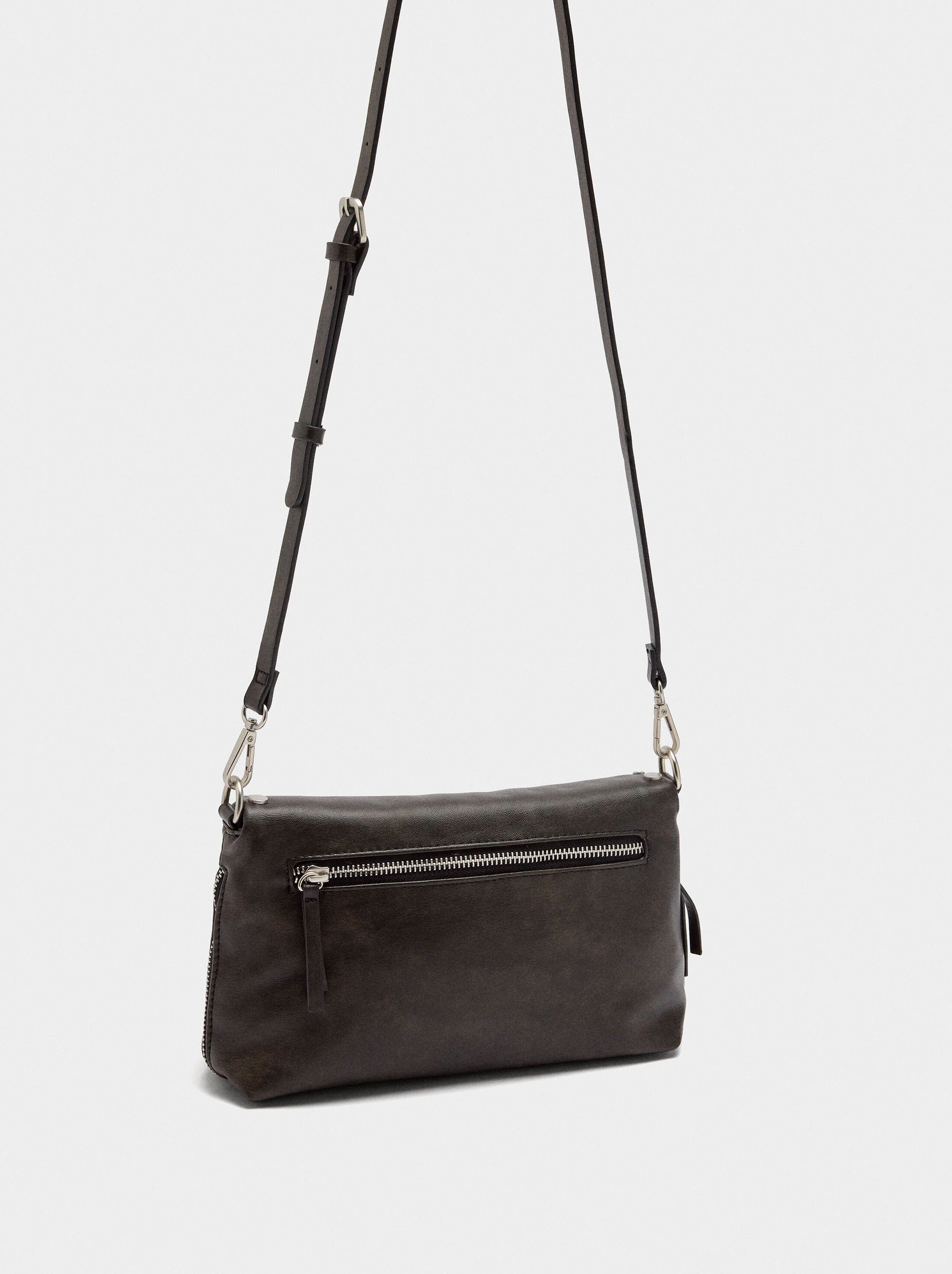 Faux leather studded shoulder bag image number 2.0