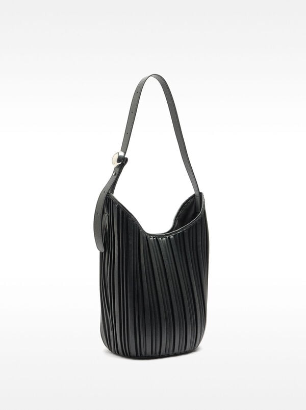 Pleated shoulder bag with removable pouch
