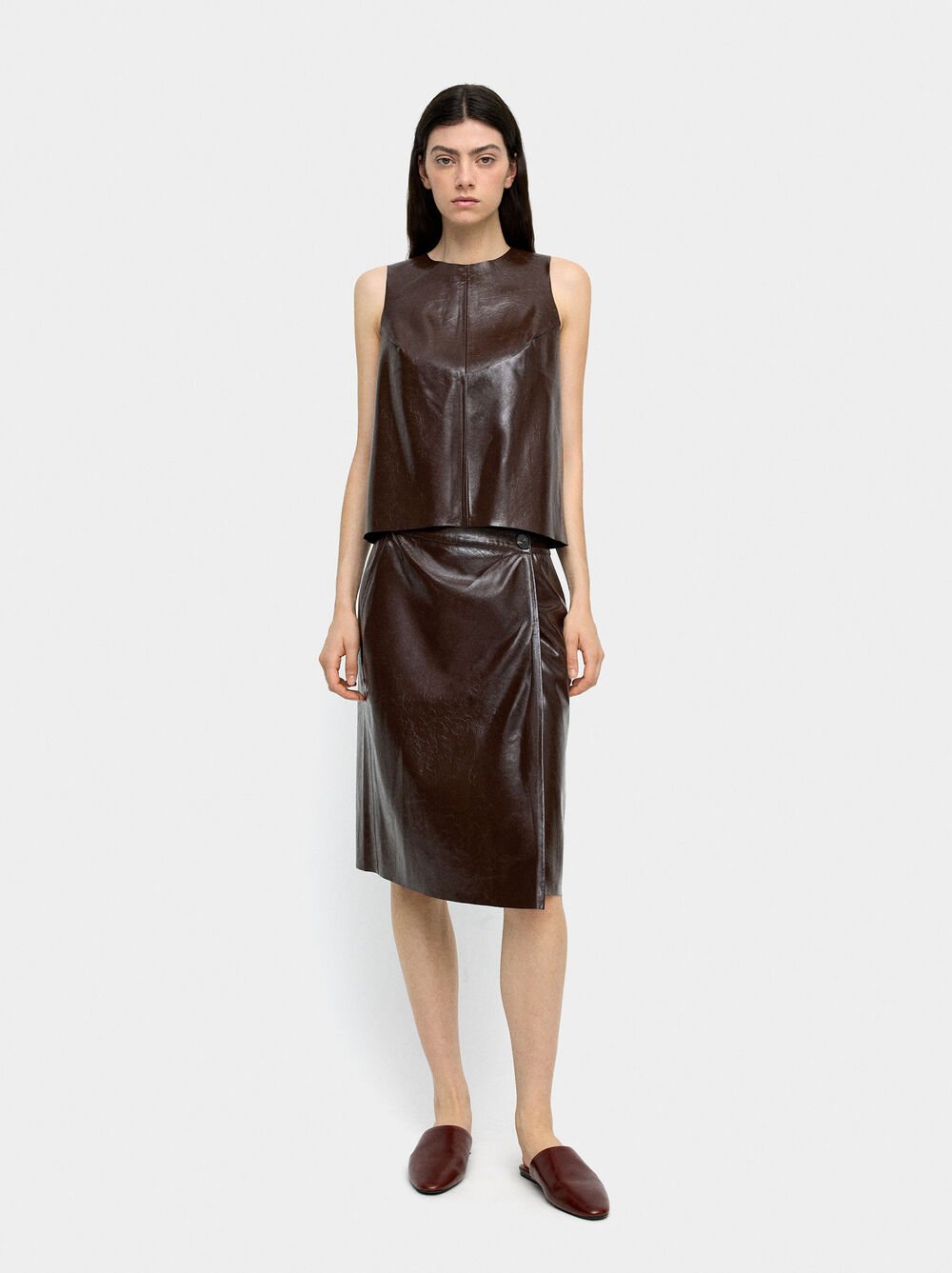 Gonna midi effetto pelle