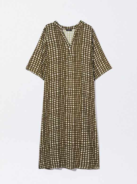 Vestido Comprido Estampado, Caqui, hi-res