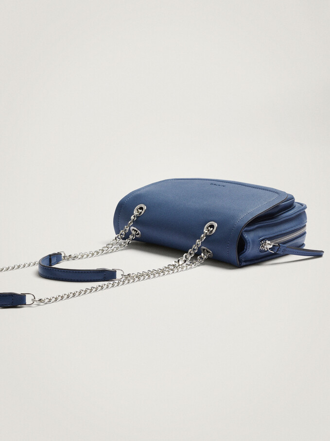 Crossbody Bag With Chain Handle, Blue, hi-res
