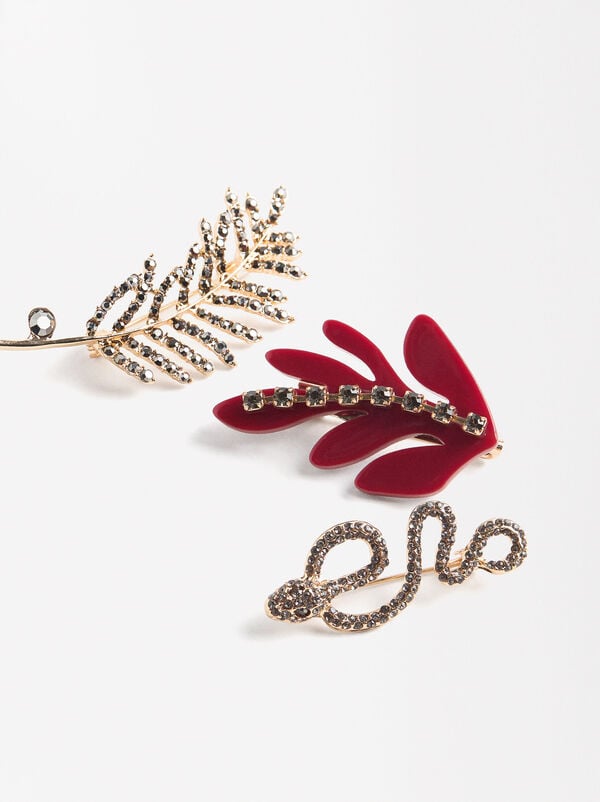 Pin Set with Leaves and Snake