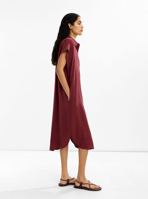 Shirt dress with crinkled effect