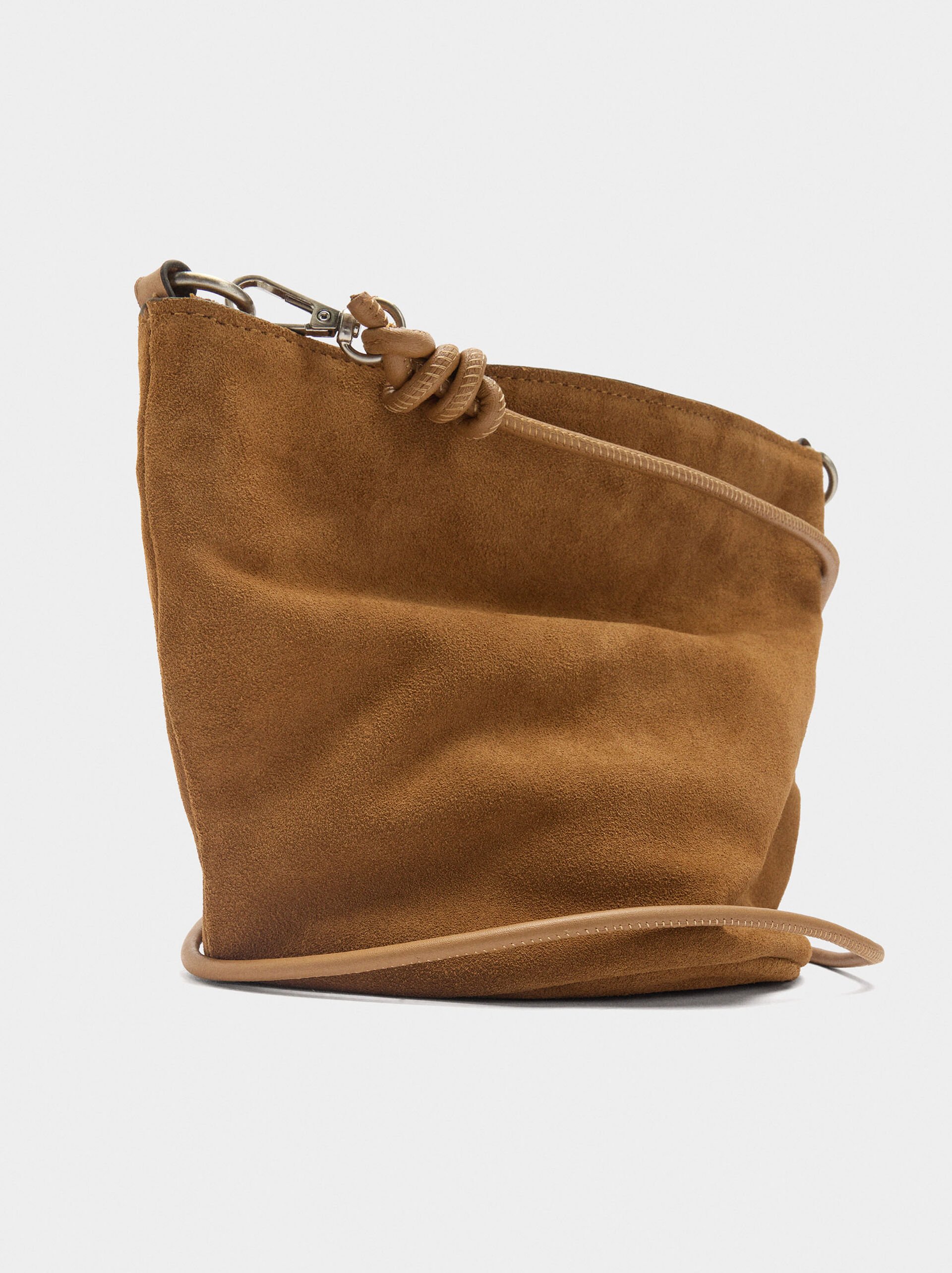 Leather bucket bag with crossbody strap image number 1.0