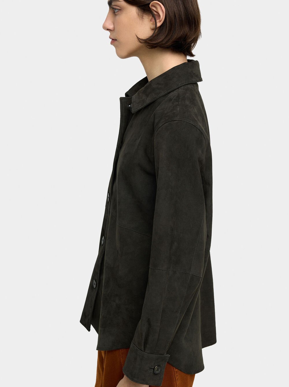 Suede leather overshirt