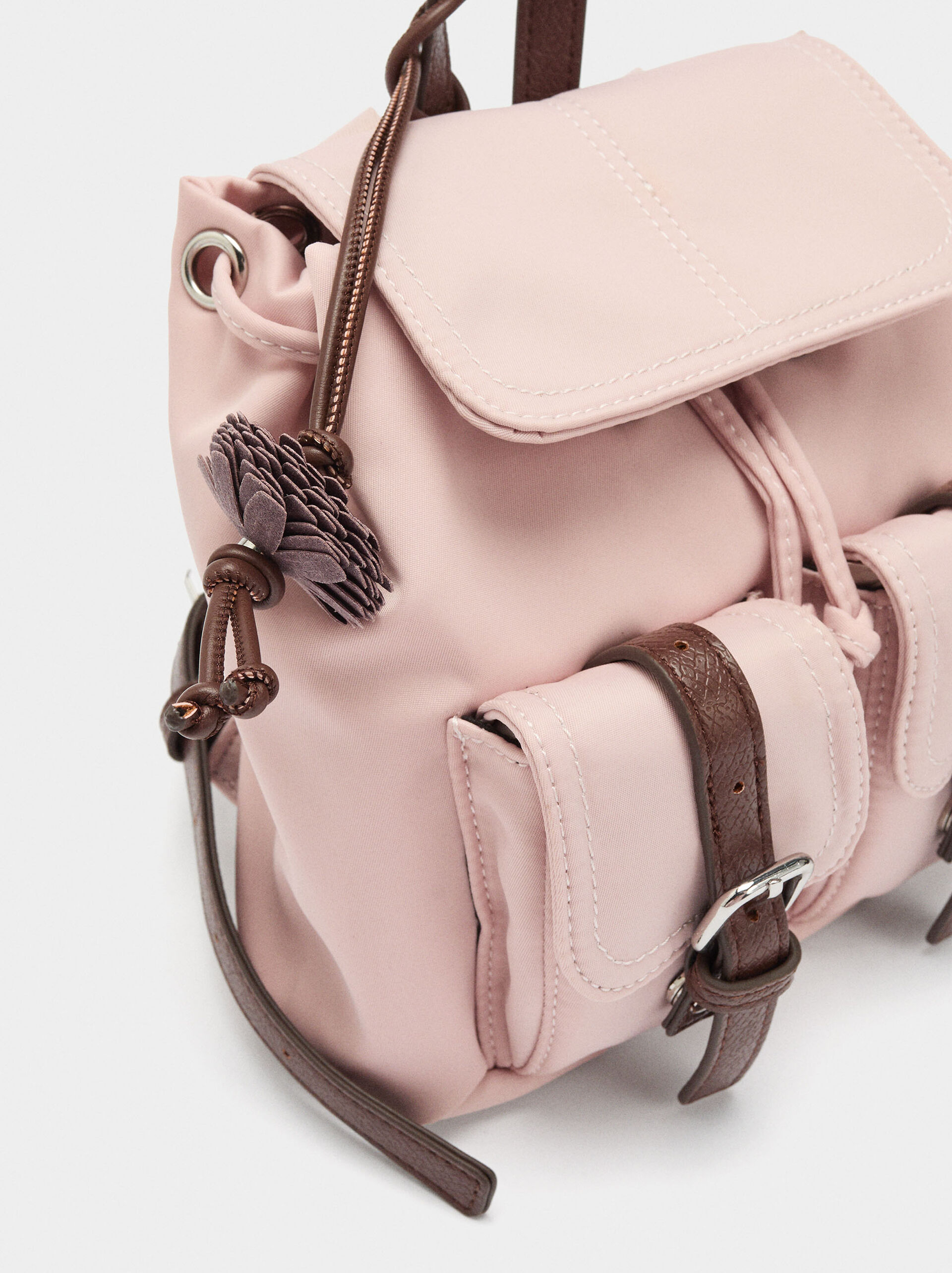 Mini nylon backpack with pendant image number 1.0