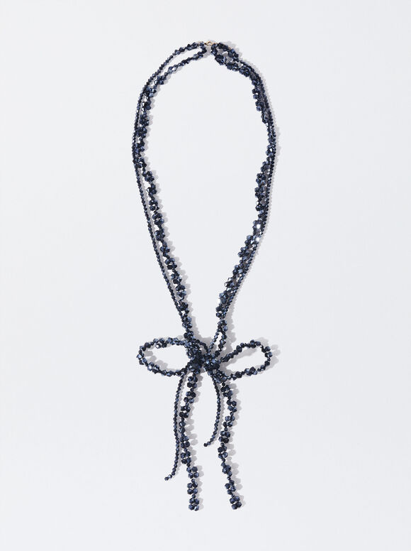 Necklace With Bow, Blue, hi-res