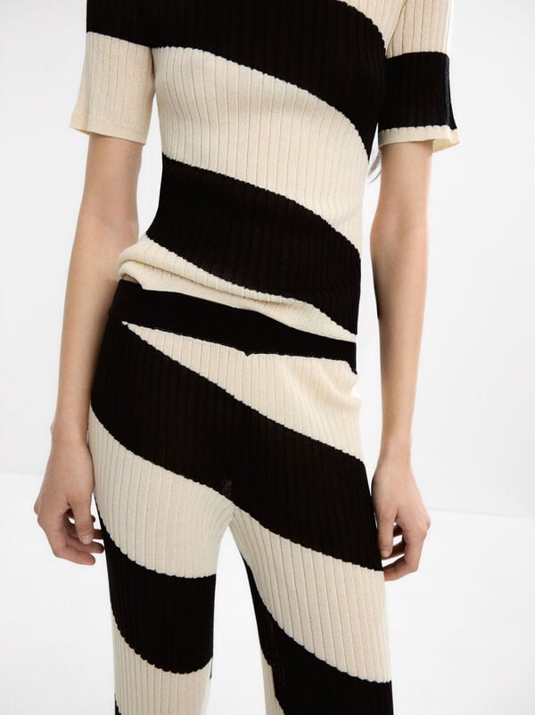 Striped knit trousers