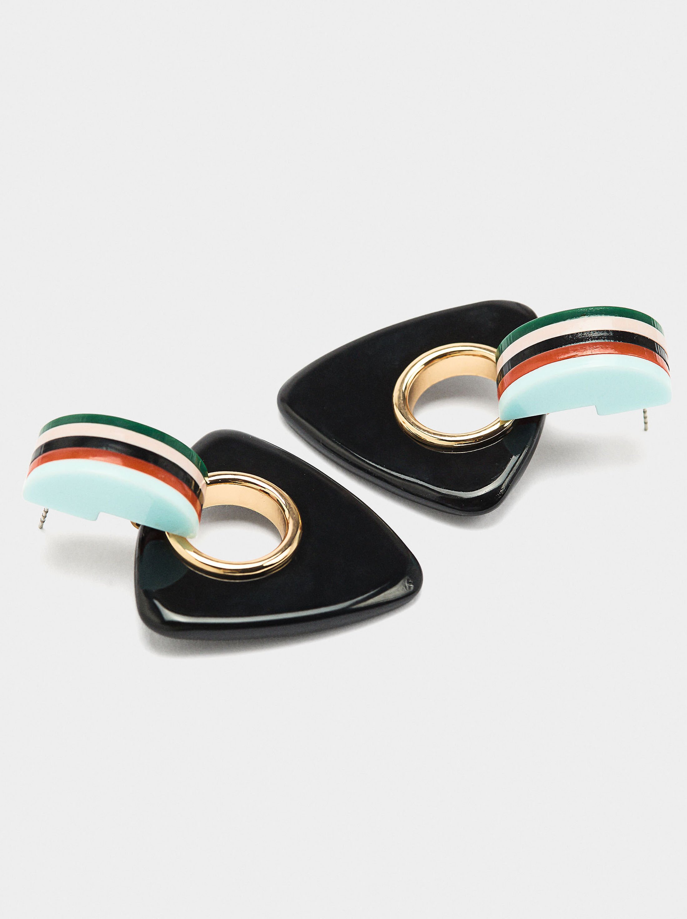 Diamond-shaped earrings with resin image number 1.0