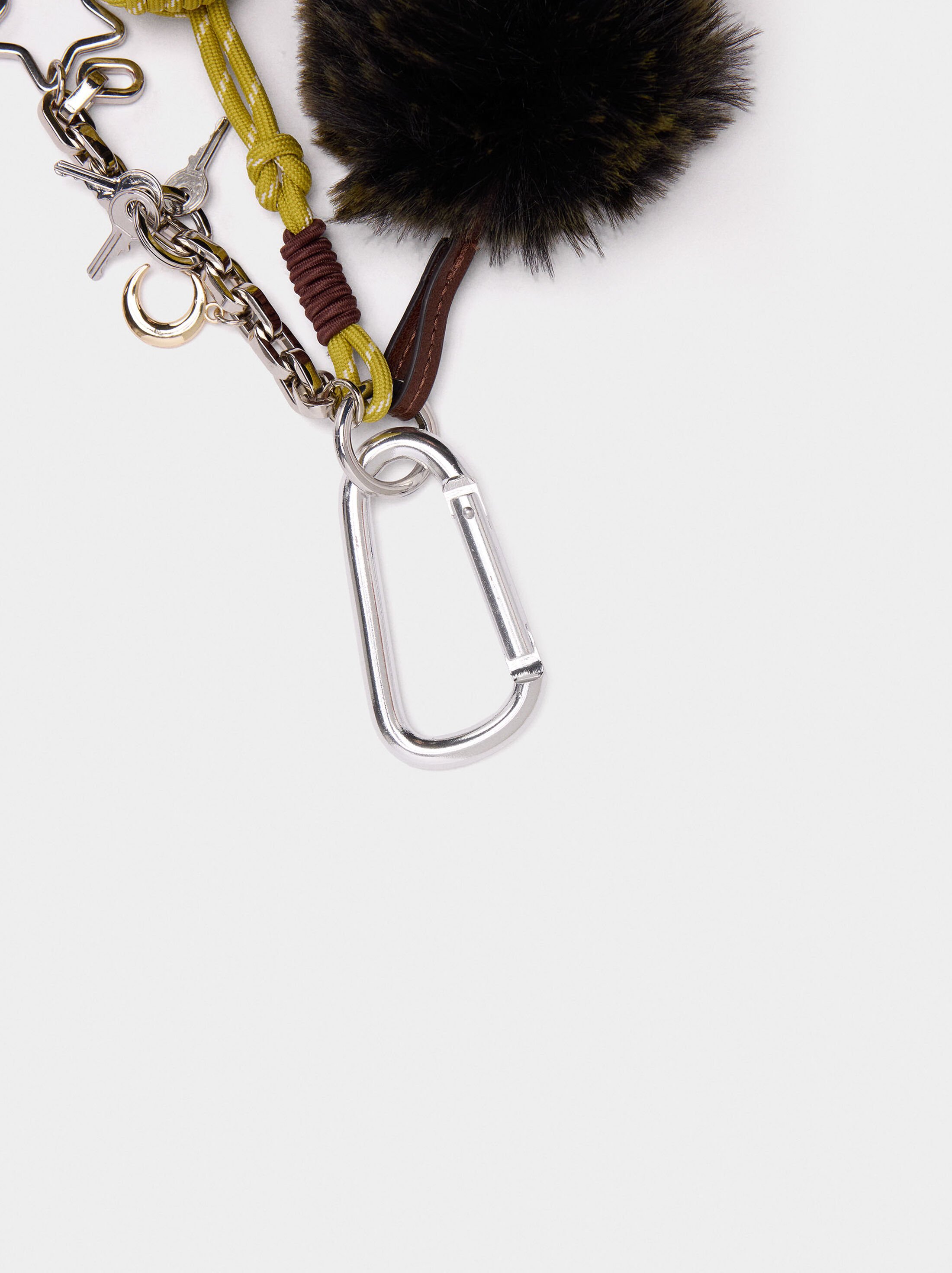 Keychain charm with pompom and star  image number 2.0