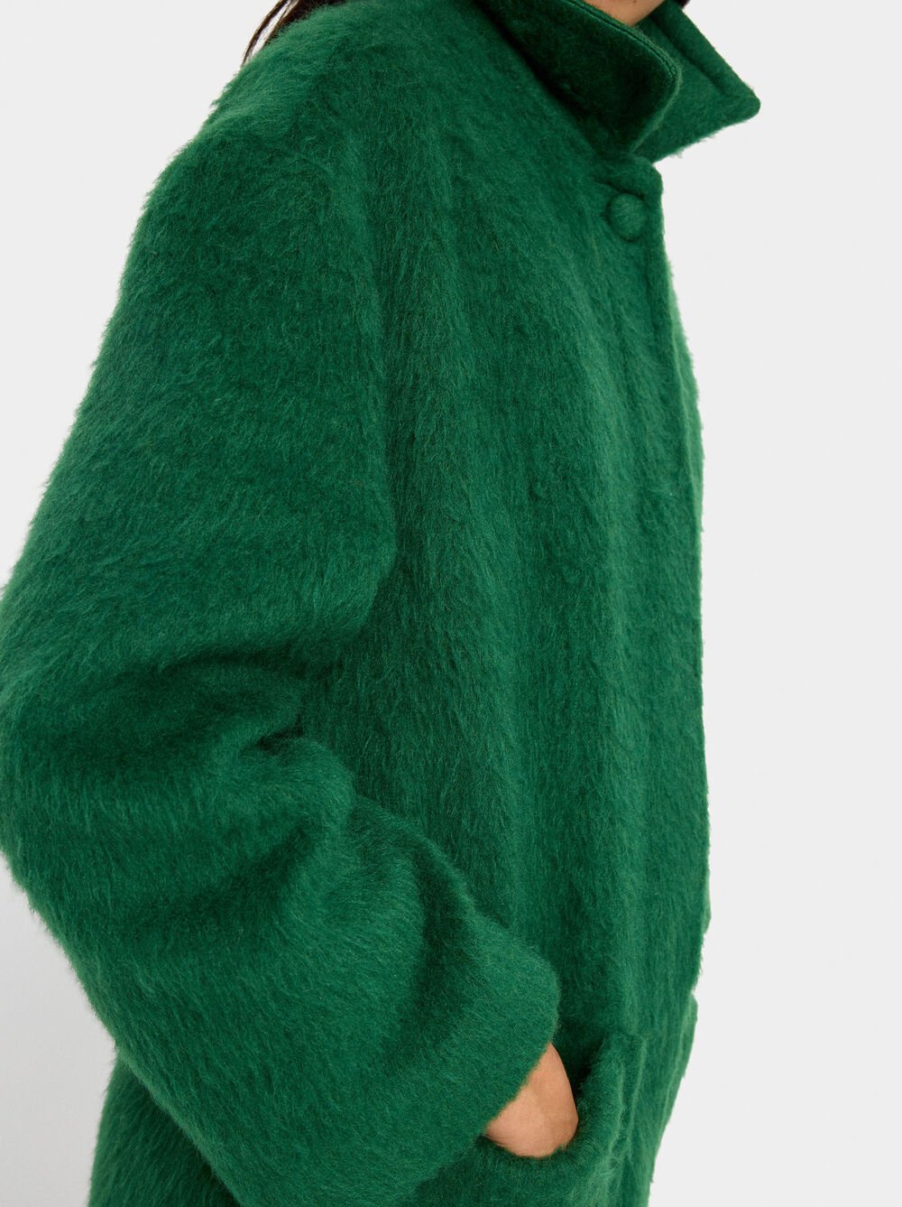 Wool blend faux fur effect jacket