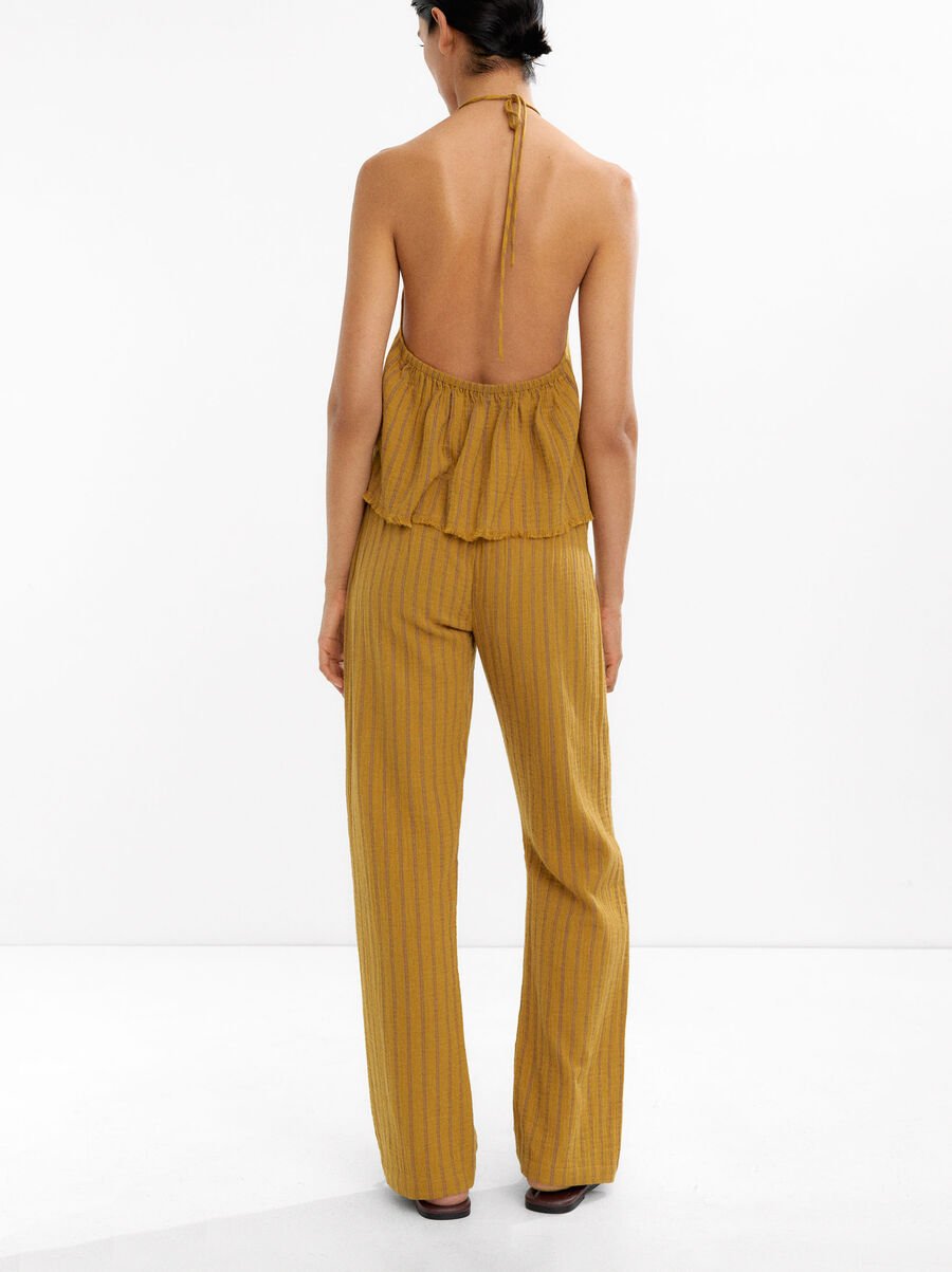 100% cotton striped trousers