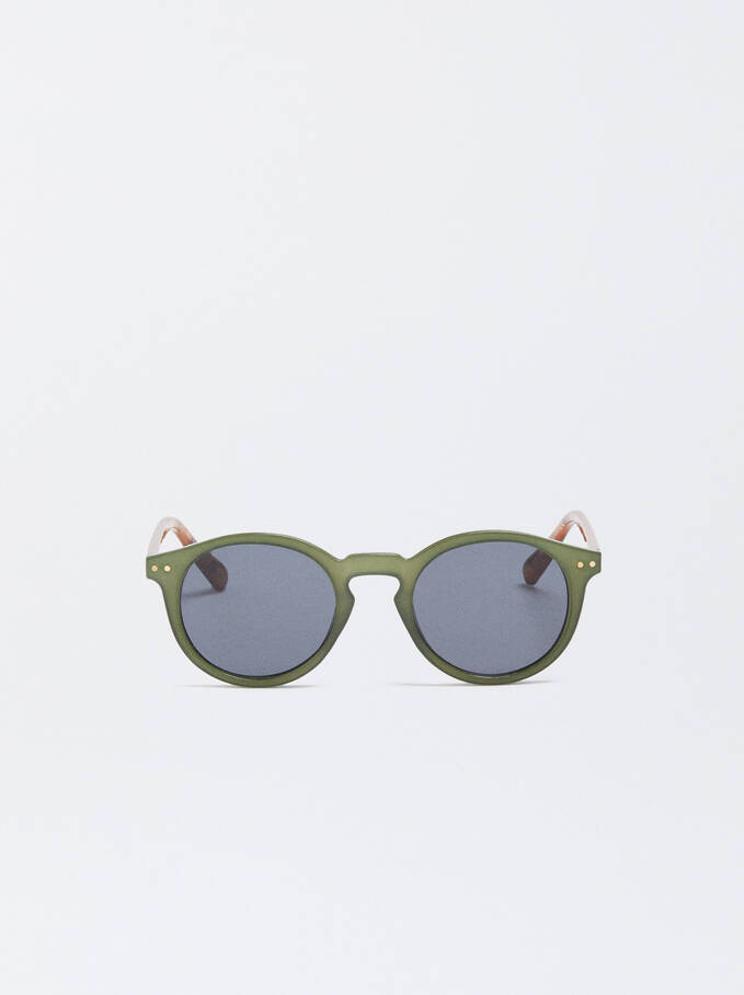 Round Sunglasses , Khaki, hi-res