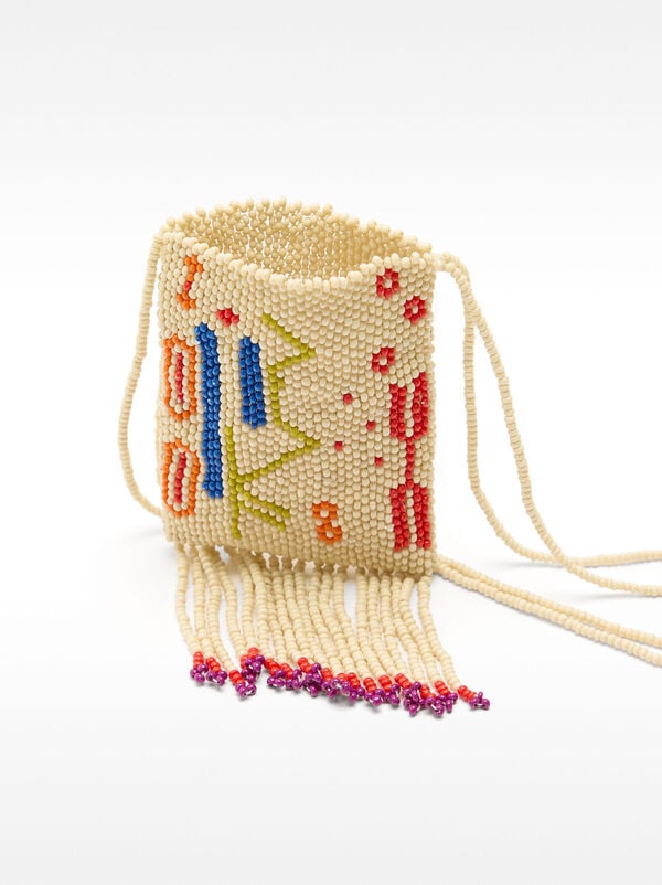 Long bead necklace with pocket