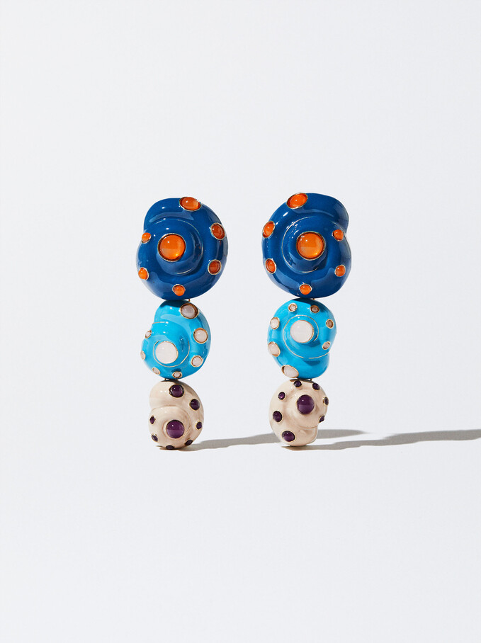 Seashell Earrings, Multicolor, hi-res