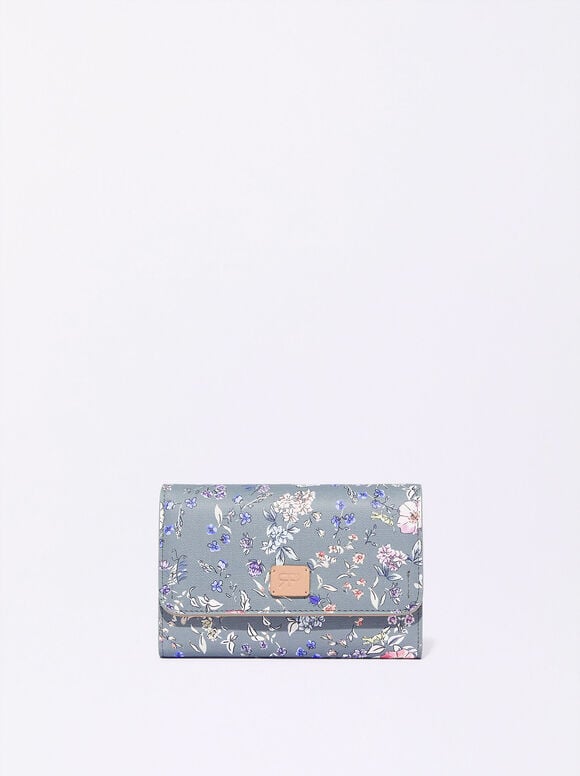 Brieftasche Mit Blumenprint, Khaki, hi-res