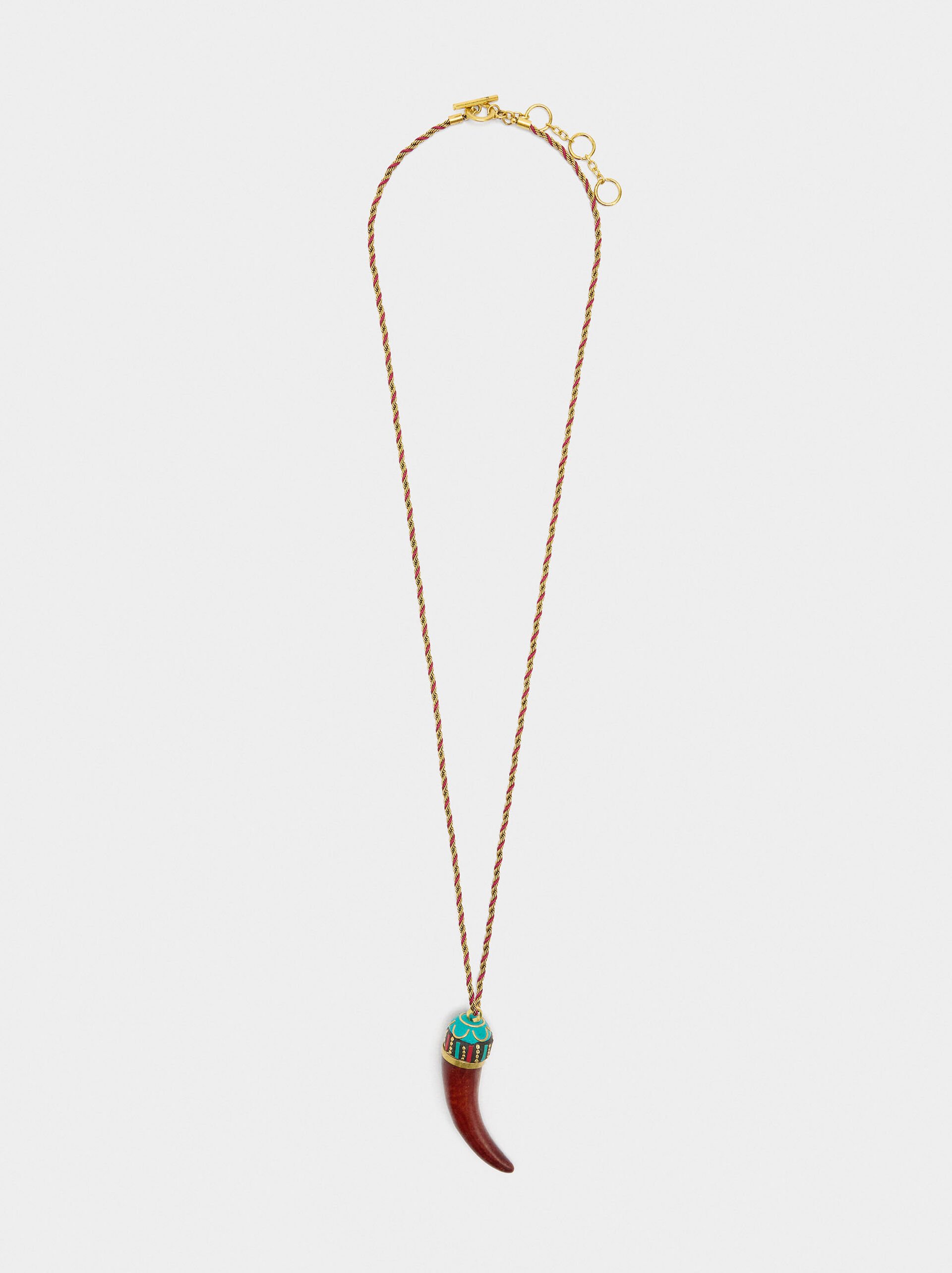 Long necklace with ethnic pendant image number 1.0
