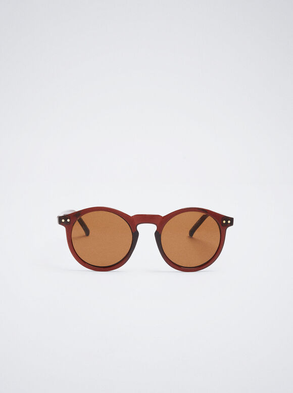 Round Sunglasses , Brown, hi-res