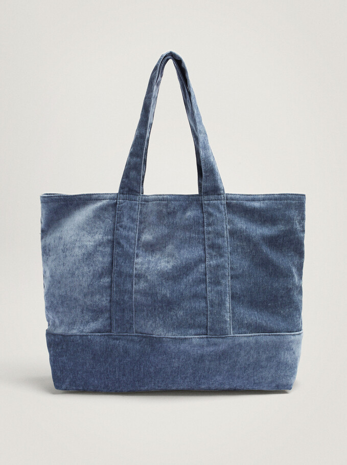 Velvet Customizable Shopper Bag, Blue, hi-res