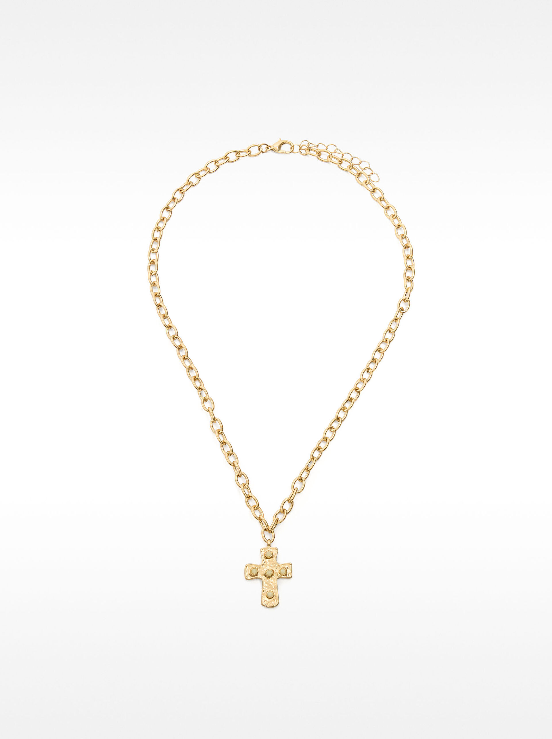 Short necklace of links with cross pendant image number 0.0