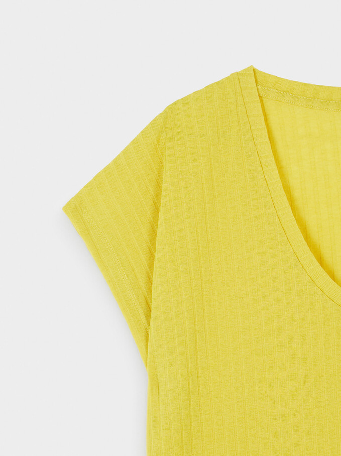 T-Shirt Made From Recycled Materials, Yellow, hi-res
