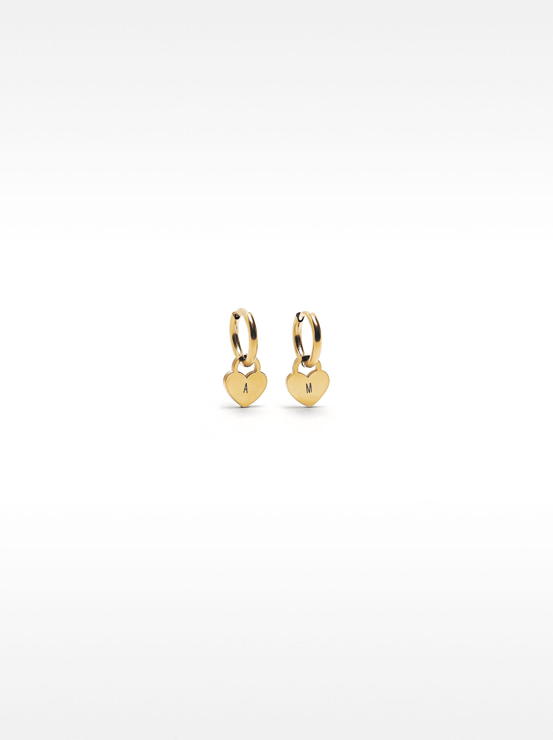 Hoop earrings with heart - stainless steel image number 1.0