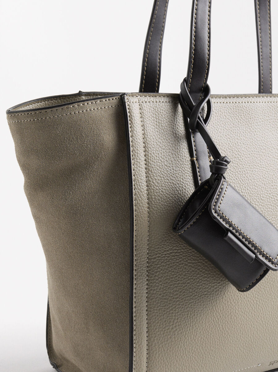 Shopper bag with leather