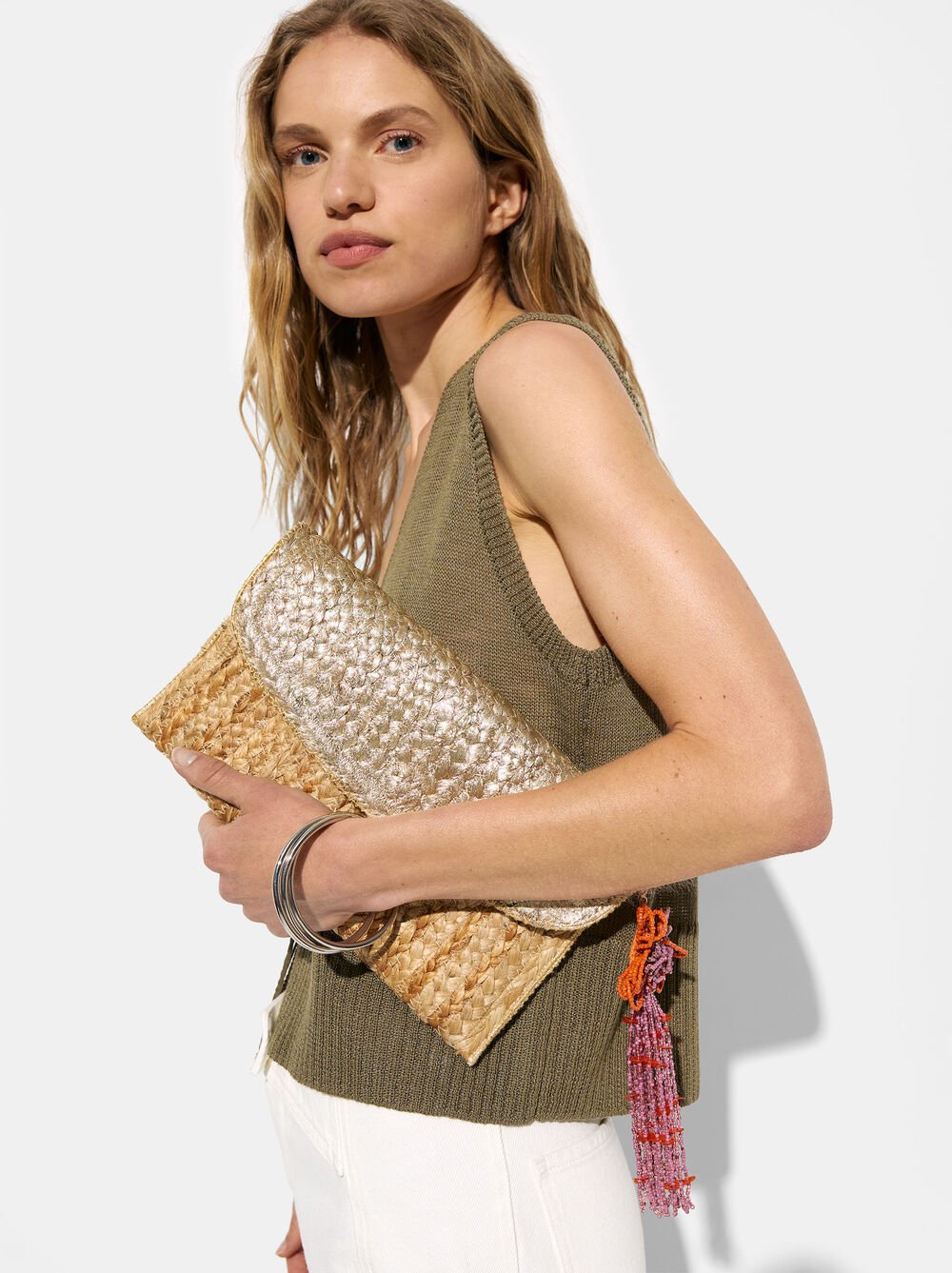 Metalized jute party bag