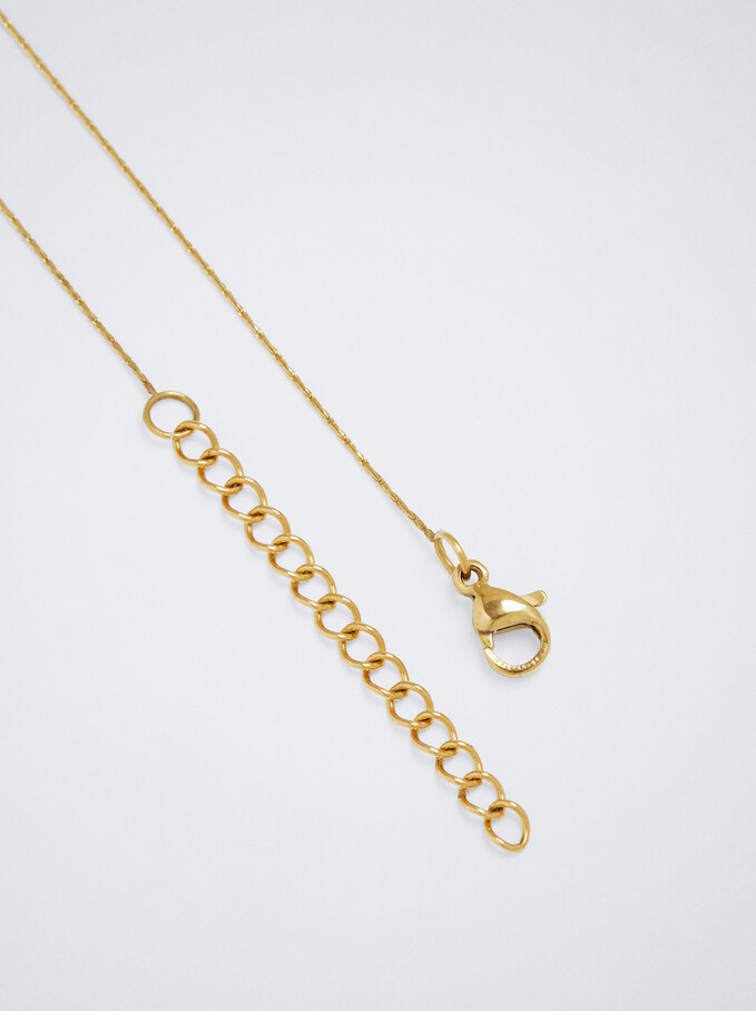 Stainless Steel Necklace With Pearl, Golden, hi-res