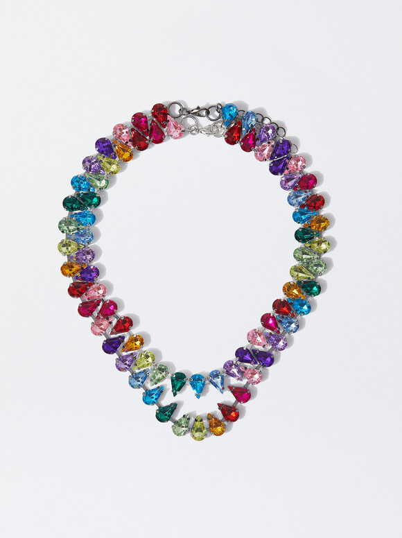Double Teardrop Necklace In Multicolor, Multicolor, hi-res