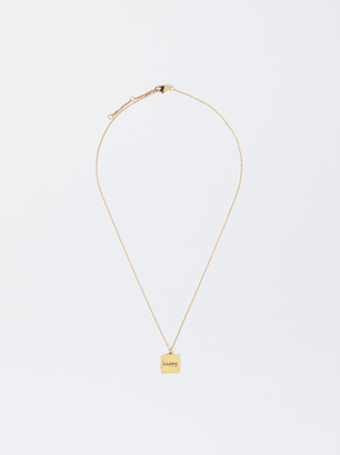 Online Exclusive - Gold Stainless Steel Necklace With Personalized Pendant, Golden, hi-res