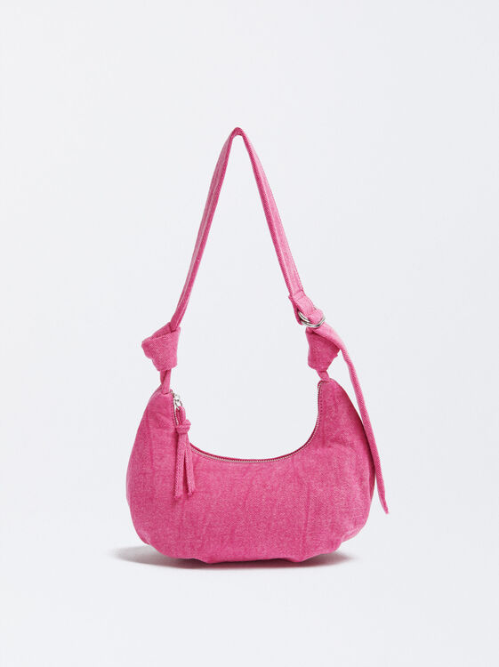 Denim Shoulder Bag, Pink, hi-res