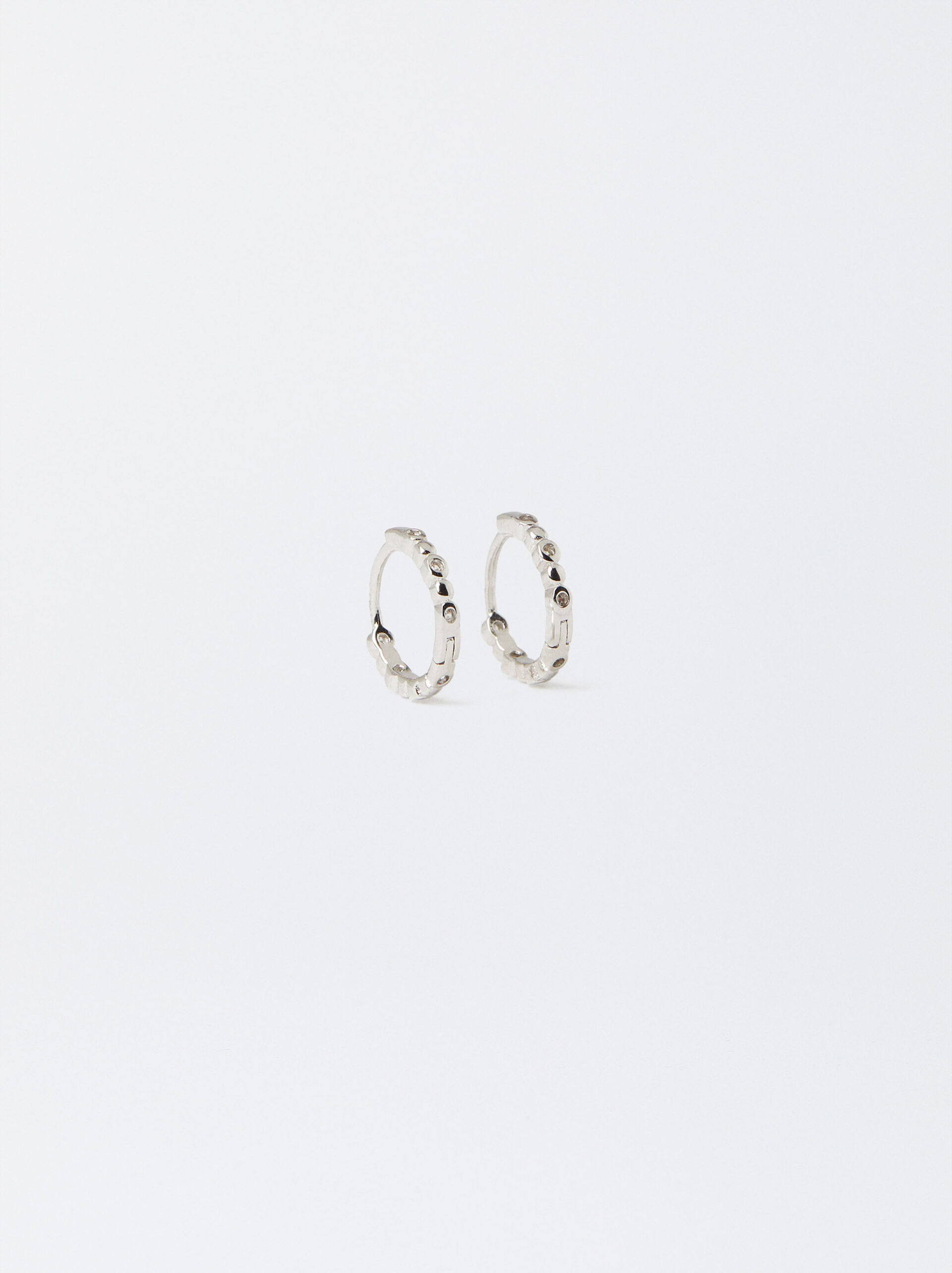 925 Sterling Silver Hoops With Zirconia image number 0.0