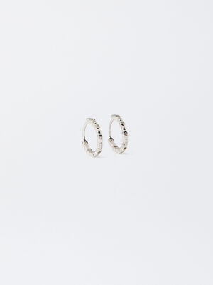 925 Sterling Silver Hoops With Zirconia image number 0.0