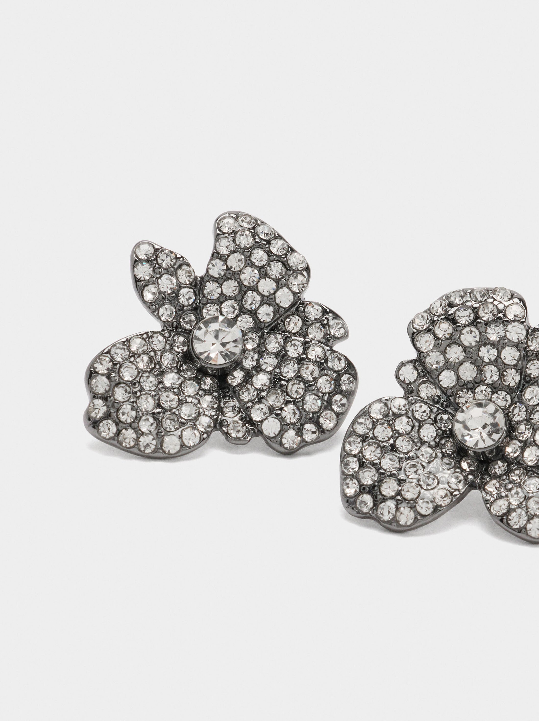 Flower earrings with crystals image number 2.0