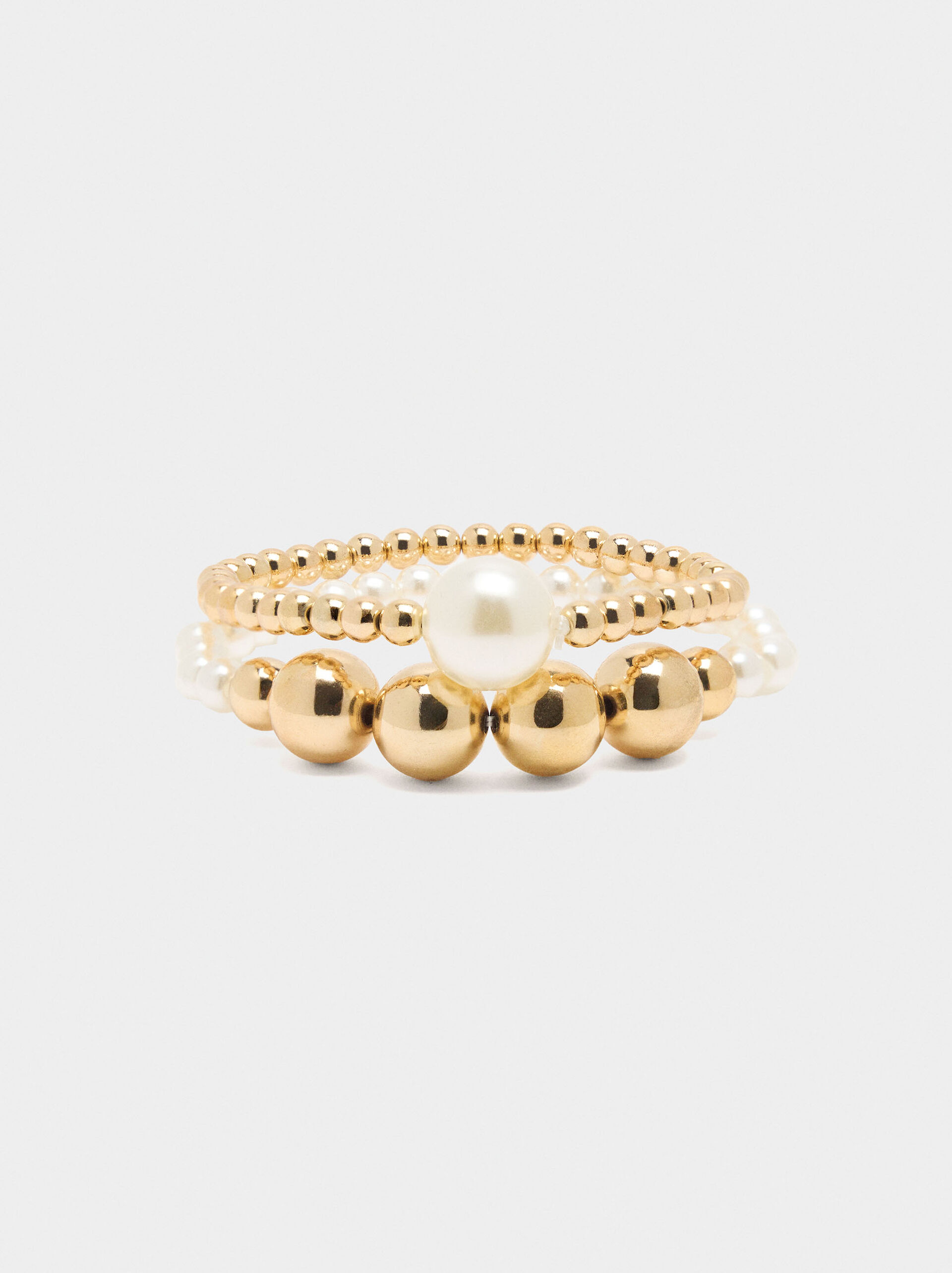 Set of elastic bracelets with pearls image number 0.0