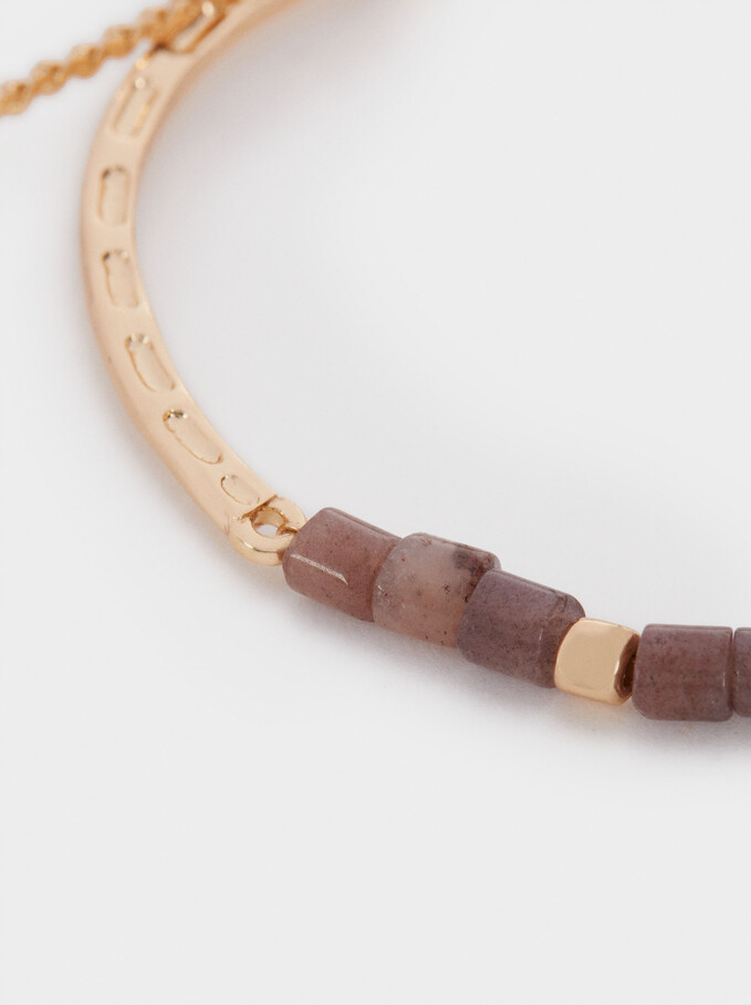 Adjustable Bracelet With Beads, Violet, hi-res