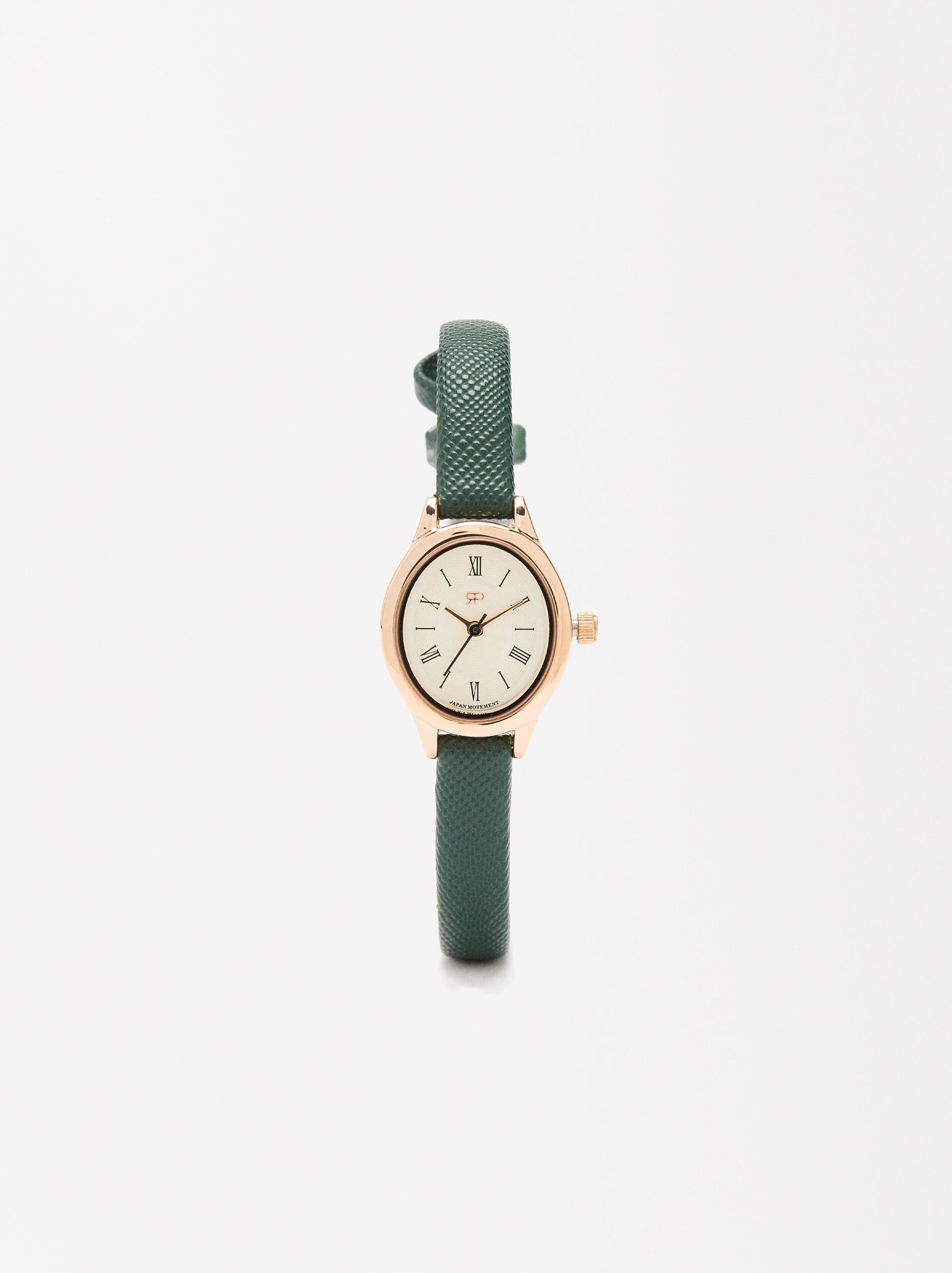 Oval watch with textured strap image number 0.0