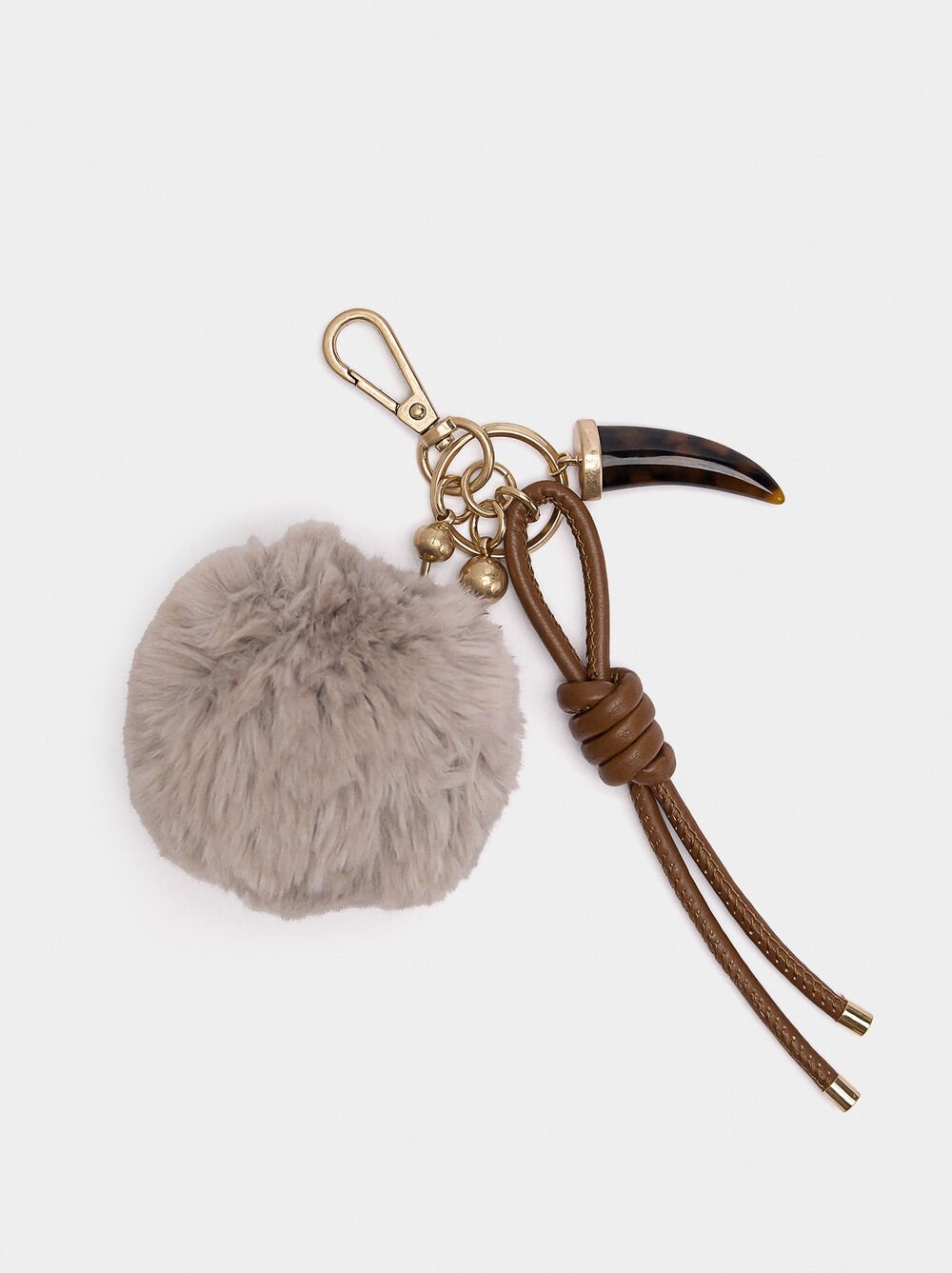 Keychain charm pompom with cord