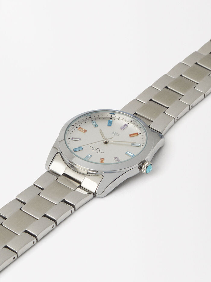 Stainless Steel Watch With Crystals